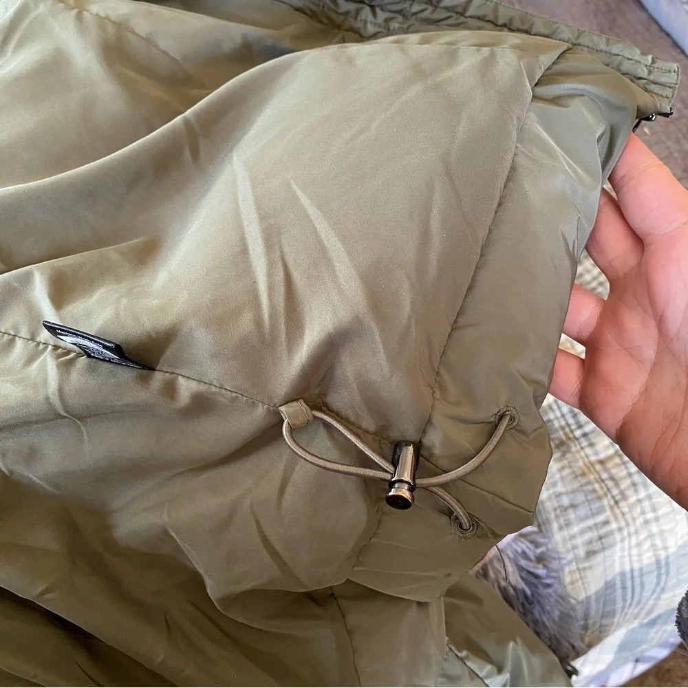 Jenni Kayne Olive Green Puffer Coat Jacket Down Filled Quilted Mid Length: XS - Picture 13 of 15